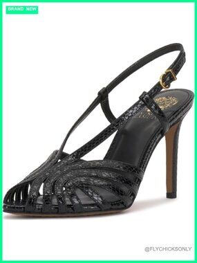 Faux Leather Peep Toe Slingback Stiletto Heeled Sandals Caged Toe Buckle